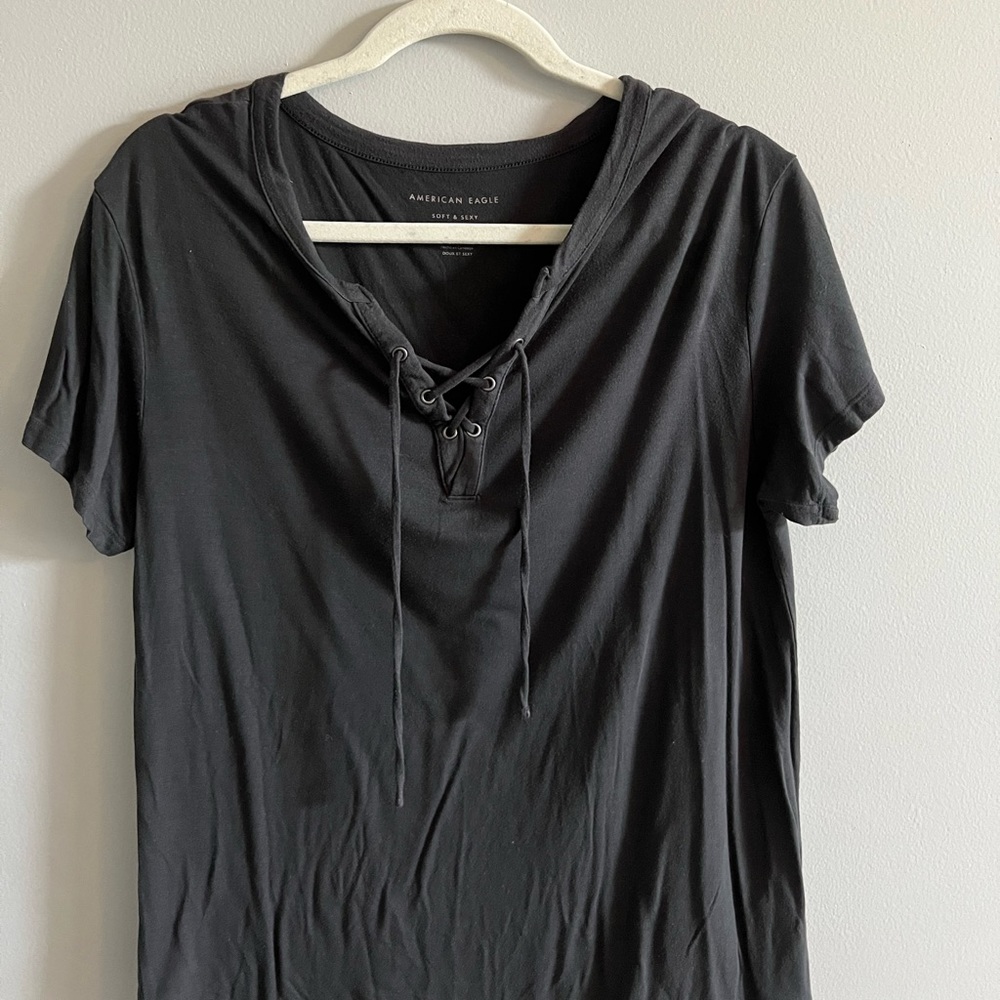 Dark gray front tie shirt